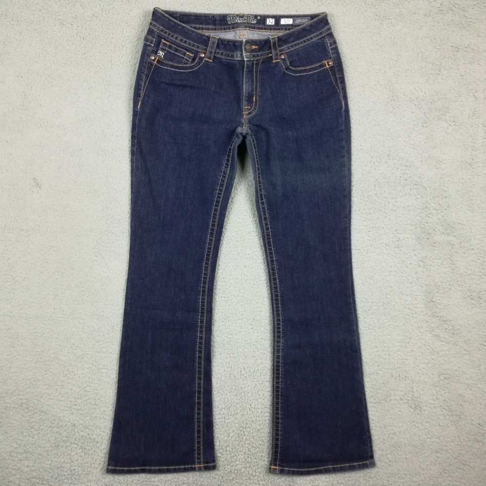 Miss Me Womens Jeans Boot Cut Mid Rise Blue Denim Dark Rinse Classic 32